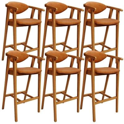 Kit 6 Banquetas Alta Para Cozinha Bancada Bar Sala De Jantar Fixa Cecília L02 Couríssimo Canela - Lyam Decor