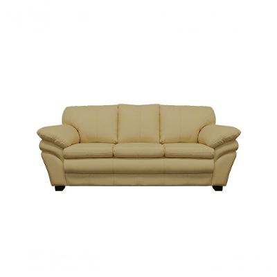 Sofá De Couro Gana 3 Lugares Bege Ivory - Mempra Design