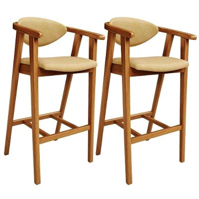 Kit 2 Banquetas Alta Para Cozinha Bancada Bar Sala De Jantar Fixa Cecília L02 Couríssimo Casco Fendi - Lyam Decor