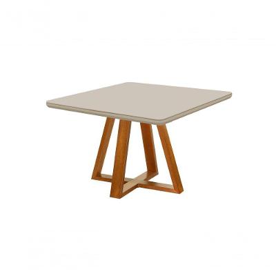 Mesa De Jantar 4 Lugares Quadrada Bela Base Madeira Luxo