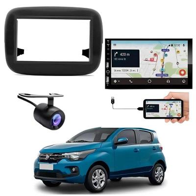 Central Multimídia 2 Din Carplay Android Auto Fiat Mobi Moldura + Câmera