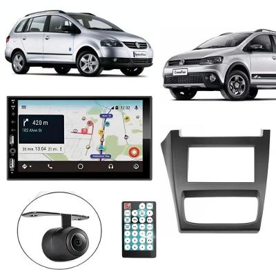 Central Multimídia 2 Din Carplay Android Auto Spacefox 2012-13 Moldura + Câmera