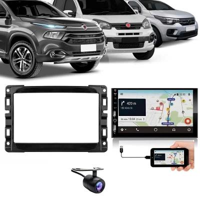 Central Multimídia 2 Din Carplay Android Auto Fiat Uno Moldura + Câmera Bp