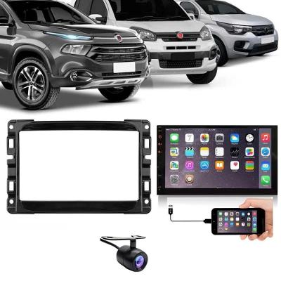 Central Multimídia 2 Din Mp5 Fiat Uno Câmera Moldura Tela Bp