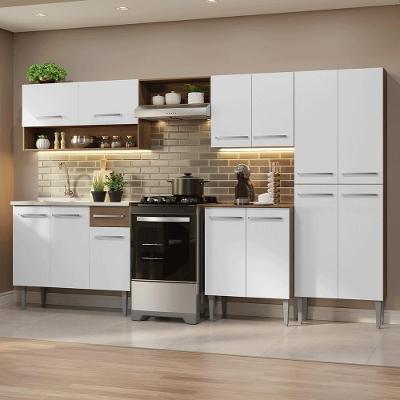Armário De Cozinha Completa 293cm Emilly Madesa 09 Rustic/branco