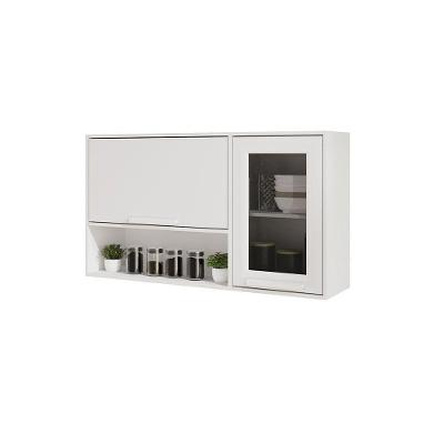 Armário Aéreo Cozinha Flórida Pta Báscula Vidro Fumê Salleto Branco
