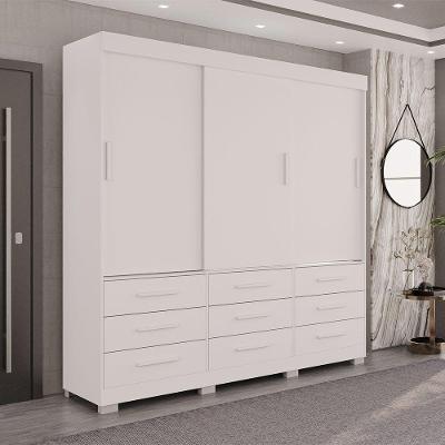 Guarda Roupa New Star 3 Portas 9 Gavetas Sem Espelho Salleto Branco
