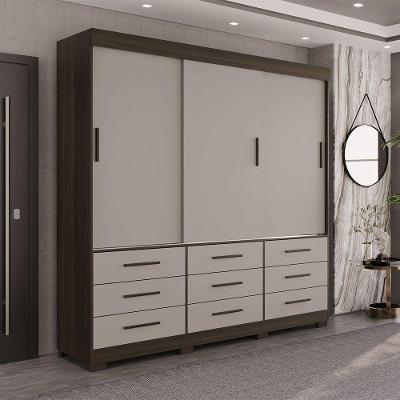 Guarda Roupa New Star 3 Portas 9 Gavetas Sem Espelho Salleto Savana/off