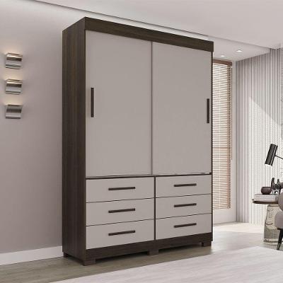 Guarda Roupa New Star 2 Portas 6 Gavetas Sem Espelho Salleto Savana/off