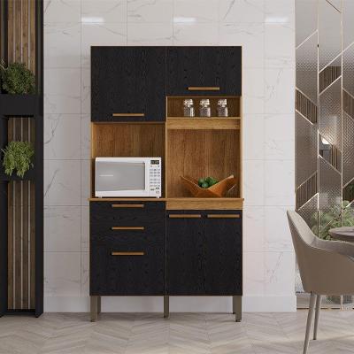 Armário De Cozinha Dubai 5 Portas Compacto Salleto Cinamomo Com Preto