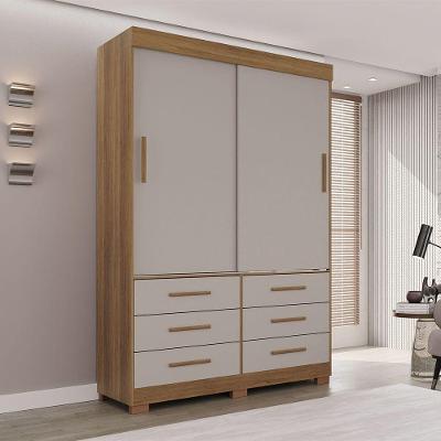 Guarda Roupa New Star 2 Portas 6 Gavetas Sem Espelho Salleto Cinamomo/ Off White