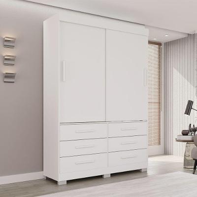 Guarda Roupa New Star 2 Portas 6 Gavetas Sem Espelho Salleto Branco