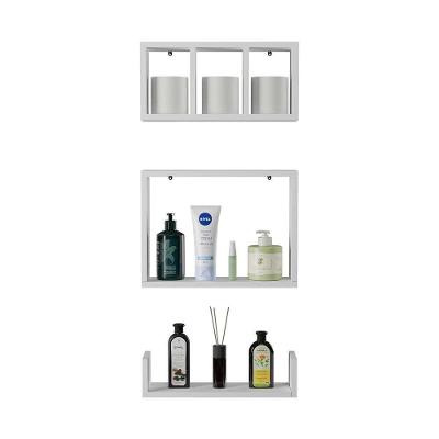 Conjunto Kit 3 Nichos Prateleiras Decorativas Branca Para Banheiro