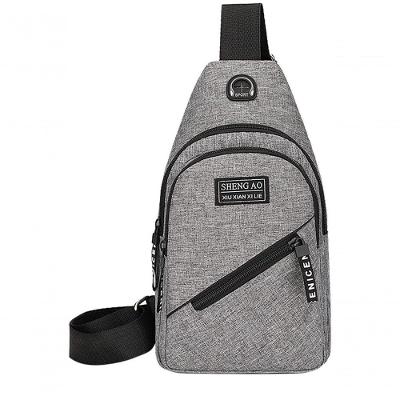 Bolsa Mochila Impermeável Transversal Crossbody Pochete De Peito Portátil Alça única Ajustável Cinza