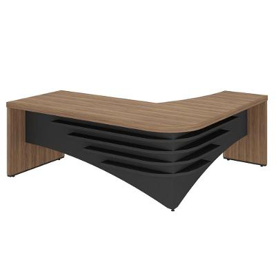 Mesa Para Escritório Em L Diretor Lado Esquerdo Nogal/preto