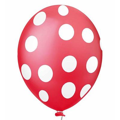 Balão Estampado Poá Vermelho E Branco - 11 Polegadas - 25 Un