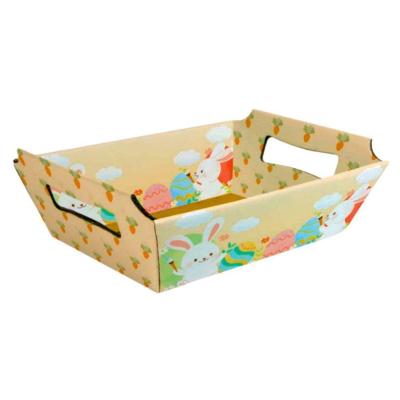 Cesta De Páscoa Com Alça Coelhos Pintando Ovos