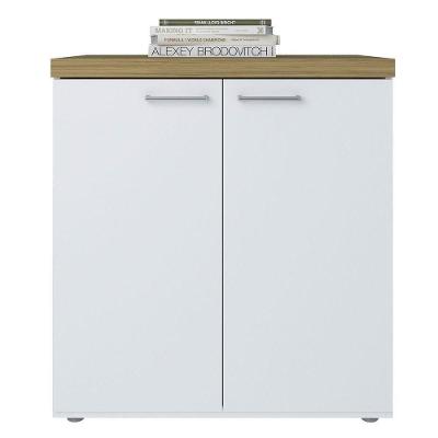 Balcão Para Escritório 2 Portas Pequeno Loke Olmo/branco