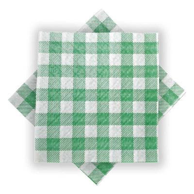Guardanapo De Papel Xadrez Verde 20cm X 21cm - 50 Unidades