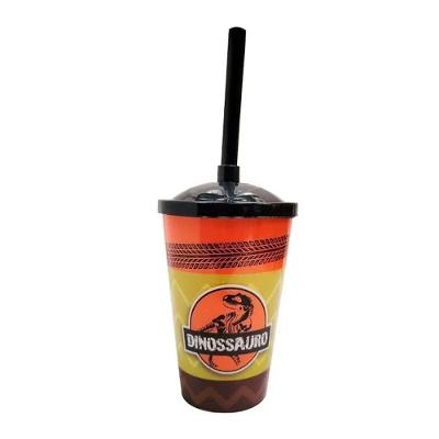 Copo Com Tampa E Canudo Dinossauro - 400ml