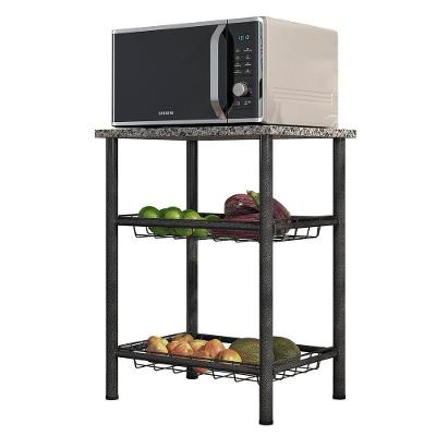 Fruteira C/ Tampo Granito 2 Cestos Aço Carbono Carol Cromo Preto