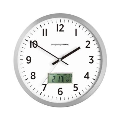 Relogio Parede Calendario Termometro Digital Despertador Escritorio Sala Medidor Temperatura Prata