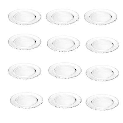 Combo Kit 12 Pratos Jantar Bolinha Pearl Wolff Transparente