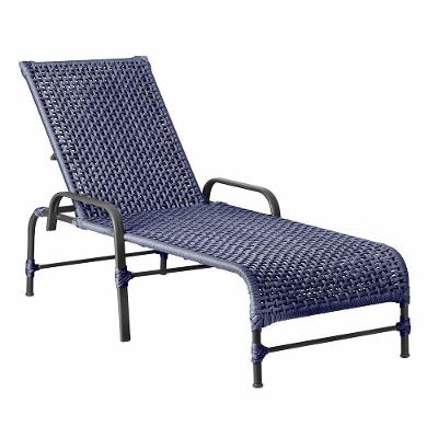Espreguiçadeira Catar Corda Náutica Jardim Piscina Alumínio Azul