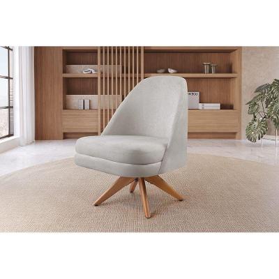 Poltrona Decorativa Giratória Stella Linho Cinza 101