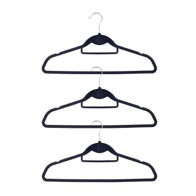 Conjunto 3 Cabides De Veludo Com Gancho Preto Oikos