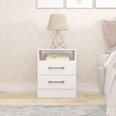 Mesa De Cabeceira 2 Gavetas 36x46cm Mdp Branco Menu Móveis Branco