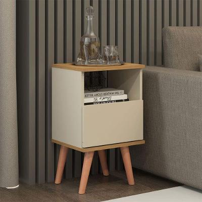 Mesa De Cabeceira Vicenza 1 Gaveta 36x61cm Mdp Menu Móveis Champanhe