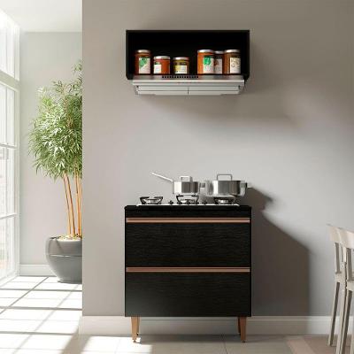 Balcão Para Cooktop Com 2 Gavetas Sabrina 2pçs Menu Móveis Preto
