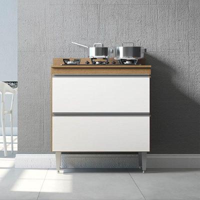 Balcão Sabrina Para Cozinha 2 Gvts 80x88cm Mdp Menu Móveis Avelã Branco