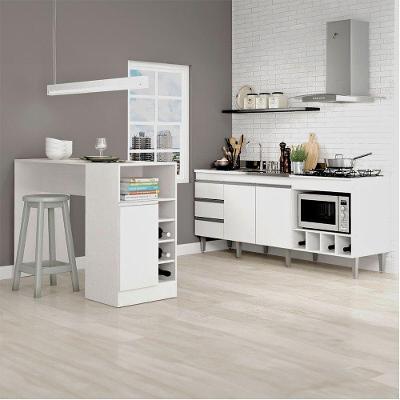 Kit Balcão Cozinha Americana Bancada Gourmet Mdp Menu Móveis Branco