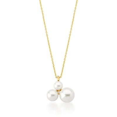 Colar Com Três Perolas E Micro Pontos De Luz Elisa Banhado Em Ouro 18k