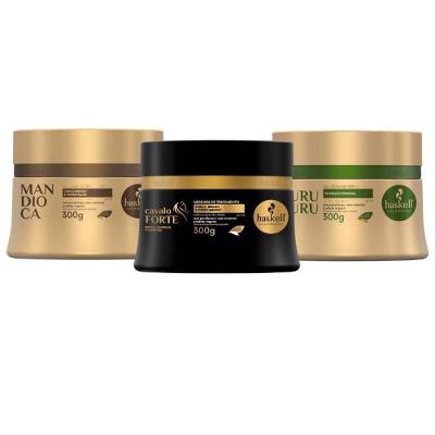 Kit Máscaras Mandioca + Cavalo Forte + Murumuru Haskell - 300g - Cabelo Ressecados