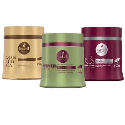 Kit Máscaras Mandioca + Bananeira + Pós Progressiva Haskell - 500g - Cabelos Quimicamente Tratados