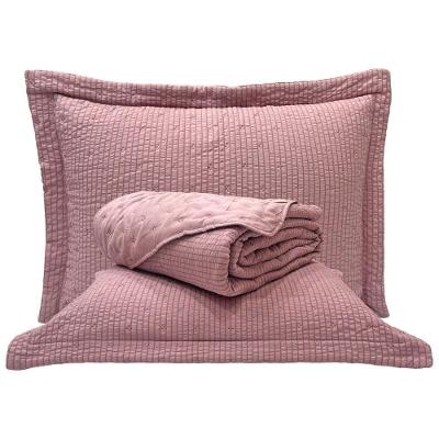 Kit Cobre Leito Colcha Casa Scarpa Anabela King Dupla Face Texturizado Percal 300 Fios 3 Peças - Roxo Malva