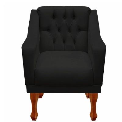Poltrona Decorativa Resistente Recepção Grécia Dritex Sintético Preto