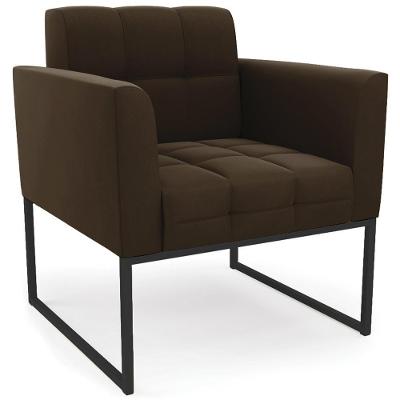 Poltrona Decorativa Base Industrial Preto Ana Suede Marrom - Ibiza
