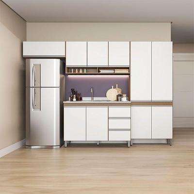 Armário Cozinha Modulada Compacta Sabrina 4pçs Menu Móveis Branco Avelã