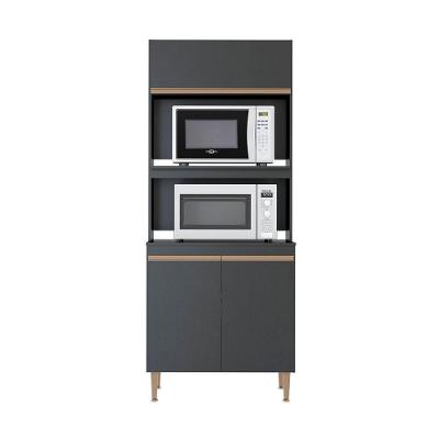 Armário Torre Quente Forno Sabrina 80x202cm Mdp Menu Móveis Preto