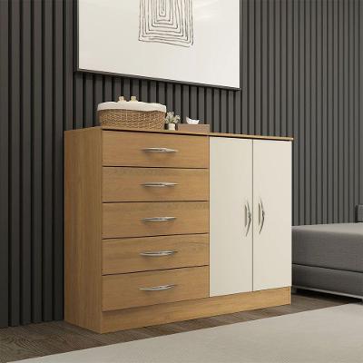 Cômoda Para Quarto Casal 5 Gavetas 2 Portas Mdp Menu Móveis Marrom
