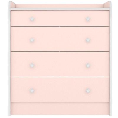 Cômoda Com Trocador Infantil 4 Gavetas Doce Mel Rosa