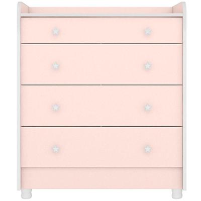 Cômoda Com Trocador Infantil 4 Gavetas E Pés Doce Mel Rosa Acetinado