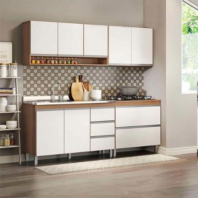 Cozinha Compacta Balcão Pia Cooktop Sabrina 4pçs Menu Móveis Branco Avelã