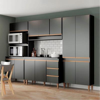 Cozinha Modulada Com Paneleiro Torre Quente 4pçs Menu Móveis Preto