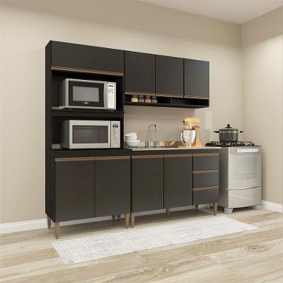 Cozinha Modulada Com Torre Quente Sabrina 3pçs Menu Móveis Preto
