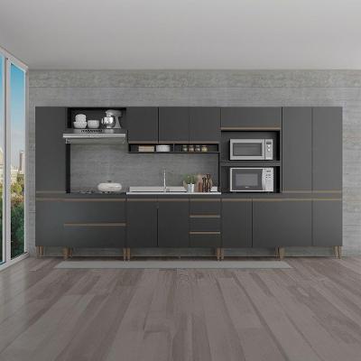 Cozinha Modulada 400cm Sabrina 7pçs Reins Preto Menu Móveis Preto